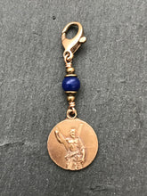 Load image into Gallery viewer, Bag Charm - Catholic - Saint Andrew Saltire Zipper Pull - Bronze and Lapis
