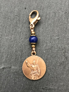 Bag Charm - Catholic - Saint Andrew Saltire Zipper Pull - Bronze and Lapis