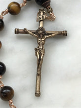 Load image into Gallery viewer, Saint Anthony Rosary - Tiger eye and Bronze - Single Decade Tenner
