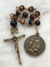 Load image into Gallery viewer, Saint Anthony Rosary - Tiger eye and Bronze - Single Decade Tenner

