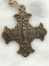 Load image into Gallery viewer, Sacred Heart Pocket Rosary - Our Lady of Sorrows - Red Siam Crystals and Bronze CeCeAgnes
