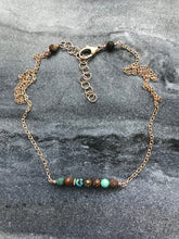 Load image into Gallery viewer, Beaded Bar Necklace - Solid Bronze - Hubei Turquoise
