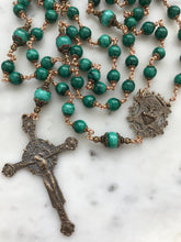 Load image into Gallery viewer, Beautiful Green Malachite Rosary - Bronze - Sacred Heart - CeCeAgnes
