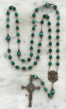 Load image into Gallery viewer, Beautiful Green Malachite Rosary - Bronze - Sacred Heart - CeCeAgnes
