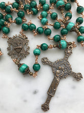 Load image into Gallery viewer, Beautiful Green Malachite Rosary - Bronze - Sacred Heart - CeCeAgnes
