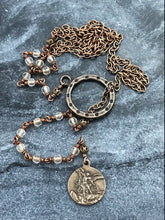 Load image into Gallery viewer, Saint Michael Adjustable Solid Bronze and Citrine Necklace
