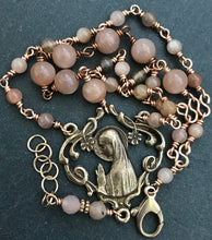 Load image into Gallery viewer, The Blessed Virgin Mary Bracelet - Solid Bronze and Orange Moonstone
