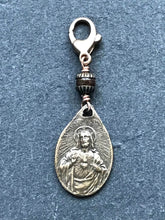 Load image into Gallery viewer, Bag Charm - Catholic - Sacred Heart Zipper Pull - Bronze and Bronzite
