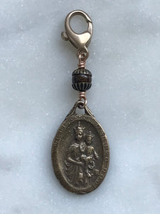 Bag Charm - Catholic - Scapular Zipper Pull - Bronze and Bronzite