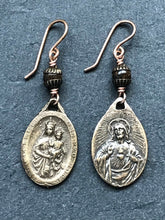 Load image into Gallery viewer, Scapular Sacred Heart Earrings - Bronze and Bronzite
