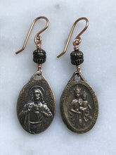 Load image into Gallery viewer, Scapular Sacred Heart Earrings - Bronze and Bronzite
