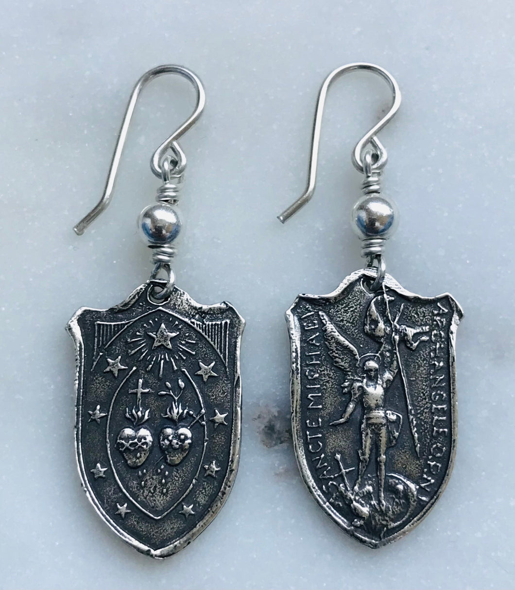 Saint Michael Sterling Silver Earrings - CeCeAgnes