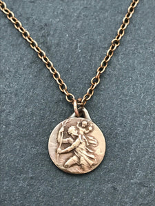 Saint Christopher Solid Bronze Necklace