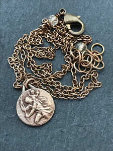 Saint Christopher Solid Bronze Necklace