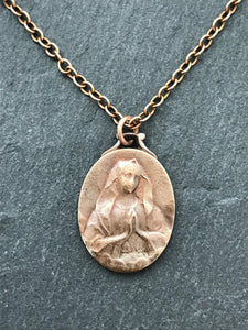 Our Lady of Lourdes Solid Bronze Necklace