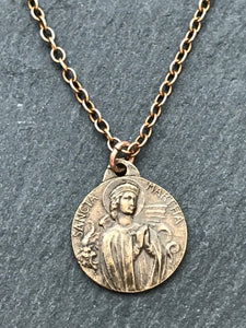 Saint Martha Solid Bronze Necklace