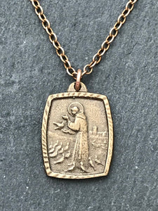 Saint Francis Solid Bronze Necklace