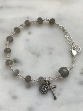 Load image into Gallery viewer, Saint Anthony Bracelet - Sterling Silver- Labradorite - Wire-wrapped Rosary CeCeAgnes
