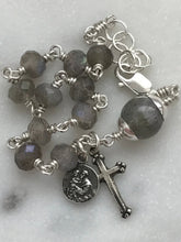 Load image into Gallery viewer, Saint Anthony Bracelet - Sterling Silver- Labradorite - Wire-wrapped Rosary CeCeAgnes
