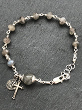 Load image into Gallery viewer, Saint Anthony Bracelet - Sterling Silver- Labradorite - Wire-wrapped Rosary CeCeAgnes
