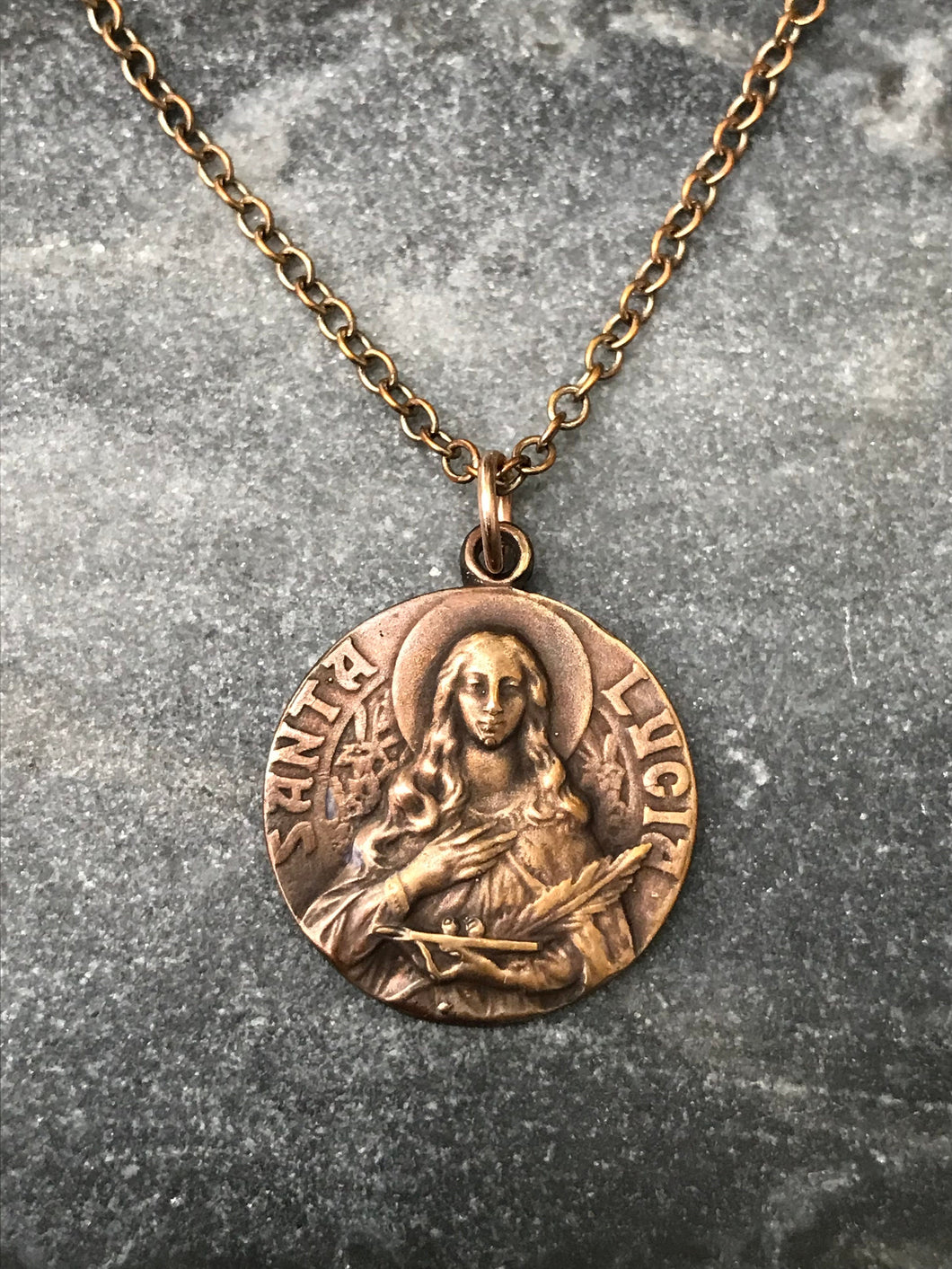 Saint Lucy Solid Bronze Necklace