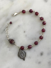 Load image into Gallery viewer, Sacred Heart Ruby Rosary Bracelet - All Sterling - Wire-wrapped CeCeAgnes
