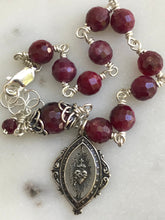 Load image into Gallery viewer, Sacred Heart Ruby Rosary Bracelet - All Sterling - Wire-wrapped CeCeAgnes
