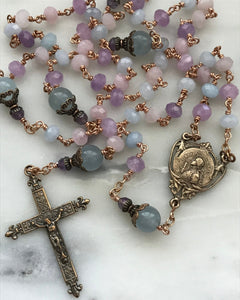 Joan of Arc Petite Pastel Gemstone Rosary - Dream Quartz and Bronze - CeCeAgnes