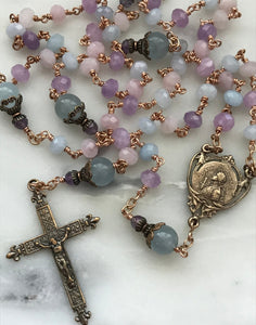 Joan of Arc Petite Pastel Gemstone Rosary - Dream Quartz and Bronze - CeCeAgnes