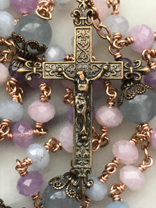 Joan of Arc Petite Pastel Gemstone Rosary - Dream Quartz and Bronze - CeCeAgnes