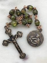Load image into Gallery viewer, Saint Augustine Pocket Rosary - Peridot and Bronze - Single Decade Tenner -August - CeCeAgnes
