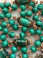 Load image into Gallery viewer, Green Malachite Rosary - Bronze - Marian Auspice - Virgin Mary - Spanish Crucifix CeCeAgnes
