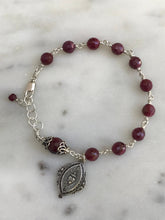 Load image into Gallery viewer, Sacred Heart Ruby Rosary Bracelet - All Sterling - Wire-wrapped CeCeAgnes
