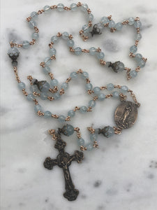 Aquamarine Rosary - Bronze - Stella Maris Center CeCeAgnes