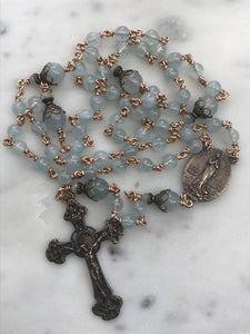 Aquamarine Rosary - Bronze - Stella Maris Center CeCeAgnes