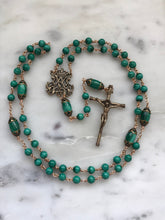 Load image into Gallery viewer, Green Malachite Rosary - Bronze - Marian Auspice - Virgin Mary - Spanish Crucifix CeCeAgnes
