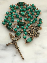 Load image into Gallery viewer, Green Malachite Rosary - Bronze - Marian Auspice - Virgin Mary - Spanish Crucifix CeCeAgnes
