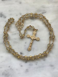 14K Gold Rosary Medals - Gold Rutilated Titanium Quartz - CeCeAgnes