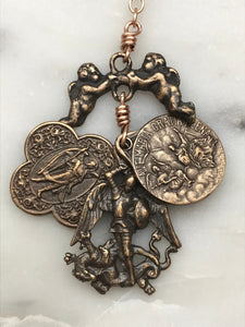 Angels Pocket Rosary - Moonstone and Bronze - Archangels Rosary - Michael, Gabriel, Raphael CeCeAgnes