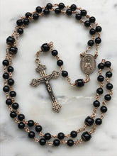 Load image into Gallery viewer, Black Onyx Rosary - Bronze Medals - Pardon Crucifix CeCeAgnes
