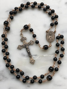 Black Onyx Rosary - Bronze Medals - Pardon Crucifix CeCeAgnes