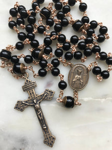 Black Onyx Rosary - Bronze Medals - Pardon Crucifix CeCeAgnes