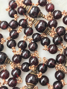 Saint Michael Rosary - Garnet and Bronze CeCeAgnes