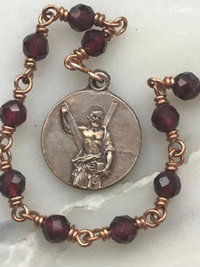 Tiny Saint Andrew Chaplet - Faceted Garnet Gemstones - Bronze - Christmas Novena CeCeAgnes