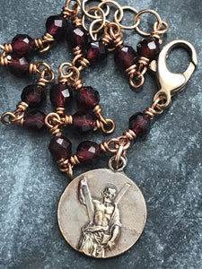 Saint Andrew Chaplet Bracelet - Christmas Novena - Garnet and Solid Bronze