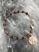 Load image into Gallery viewer, Saint Andrew Chaplet Bracelet - Christmas Novena - Garnet and Solid Bronze
