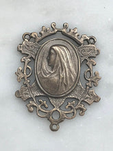 Load image into Gallery viewer, Mary Rosary Center - Bronze or Sterling Silver - Antique Reproduction 370 CeCeAgnes Rosary Parts
