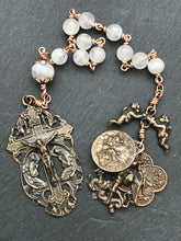 Load image into Gallery viewer, Angels Pocket Rosary - Moonstone and Bronze - Archangels Rosary - Michael, Gabriel, Raphael CeCeAgnes
