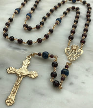 Load image into Gallery viewer, Heirloom 14K Gold Rosary - Garnet and Kyanite - Catholic Gift

