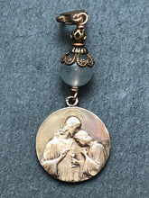 Load image into Gallery viewer, Bag Charm Saint John Zipper Pull - Bronze and Aquamarine
